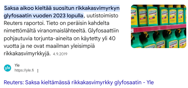 Luomu ruoka glyfosaatti Saksa